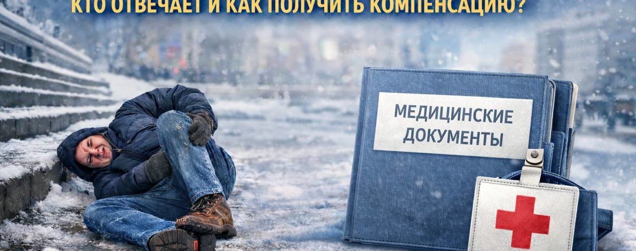 Травма из-за гололёда: кто несёт ответственность и как получить компенсацию