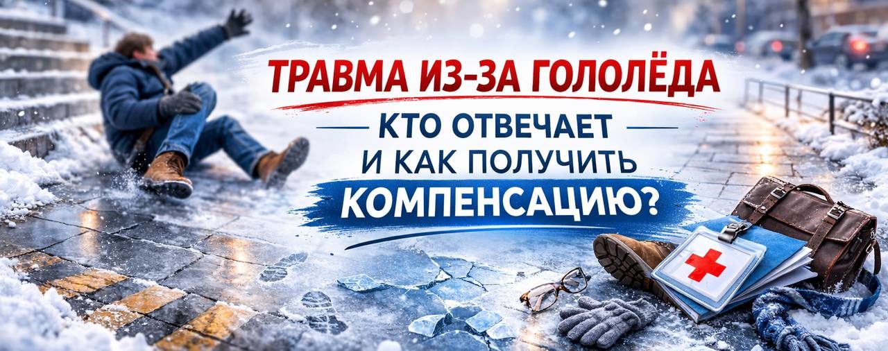 Травма из-за гололёда: кто несёт ответственность и как получить компенсацию